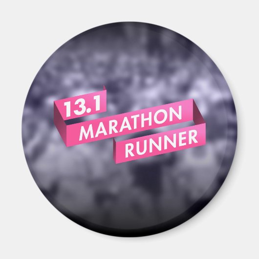 Halve Marathon Runner Pink Ribbon Cancer Awareness Magneet (Voorkant)