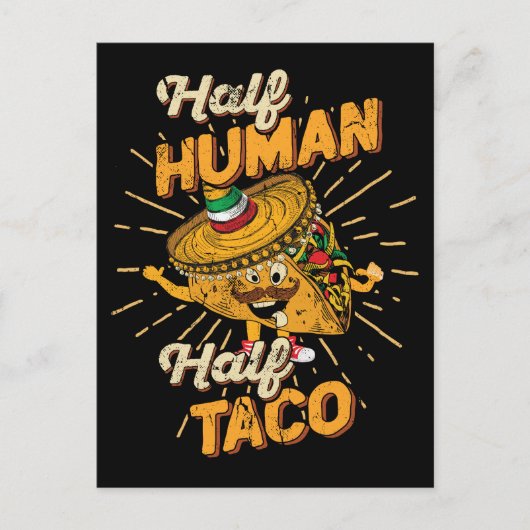 Halve Mens Halve Taco Taco Dinsdag Cinco de Mayo Briefkaart (Voorkant)