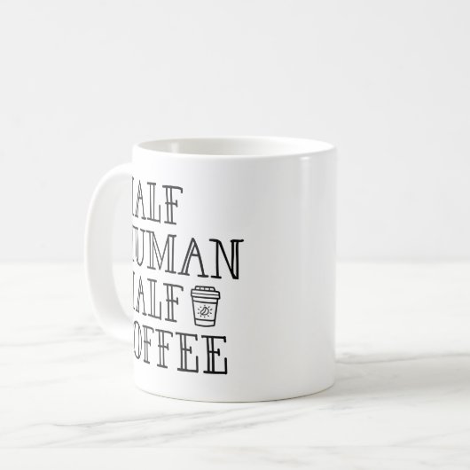 Halve menselijke koffie koffiemok (Voorkant links)