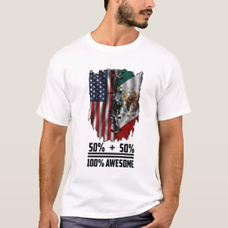 Halve Mexicaanse halfAmerikaanse Geweldige vlag M T-shirt