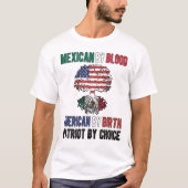 Halve Mexicaanse halve Amerikaanse vlag Mexico Ver T-shirt (Voorkant)