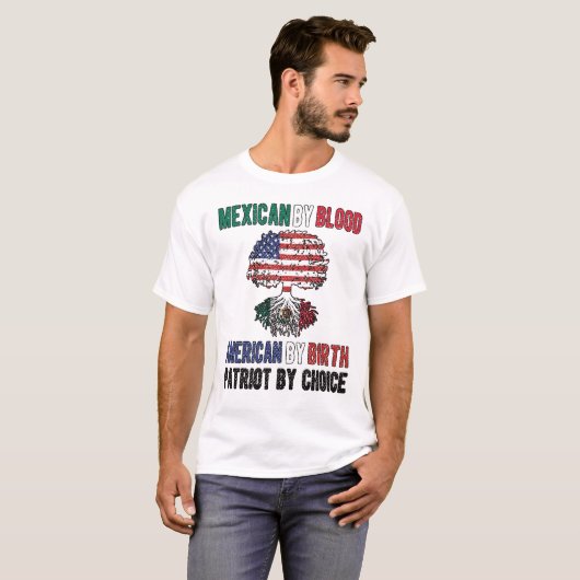 Halve Mexicaanse halve Amerikaanse vlag Mexico Ver T-shirt (Voorkant volledig)