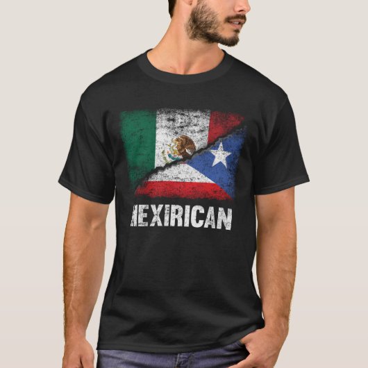 Halve Mexicaanse Puerto Ricaanse vlag Mexicaans T-shirt (Voorkant)
