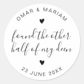 Halve mijn peulenkaart met zwarte tekst ronde sticker (Voorkant)