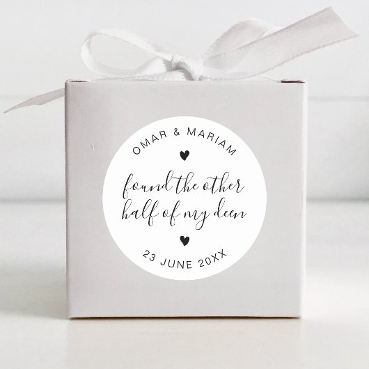 Halve mijn peulenkaart met zwarte tekst ronde sticker