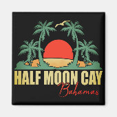 Halve Moon Cay Bahamas Retro  80s palmboom Magneet (Voorkant)
