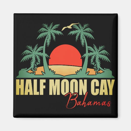 Halve Moon Cay Bahamas Retro  80s palmboom Magneet (Voorkant)