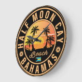 Halve Moon Cay Bahamas Retro Sunset Vacation 60s Grote Klok (Hoek)