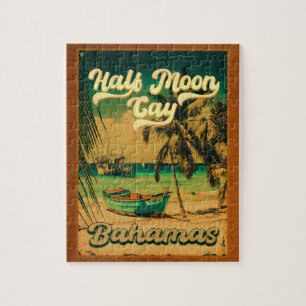 Halve Moon Cay Bahamas Retro Sunset Vacation 60s Legpuzzel
