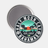 Halve Moon Cay Bahamas Retro Sunset Vacation 60s Magneet (Voorkant / Achterkant)