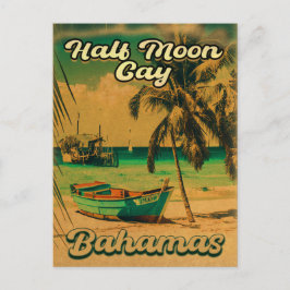 Halve Moon Cay Bahamas Retro  Vacatie 60 s Briefkaart