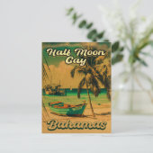 Halve Moon Cay Bahamas Retro  Vacatie 60 s Briefkaart (Staand voorkant)