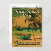 Halve Moon Cay Bahamas Retro  Vacatie 60 s Briefkaart (Voorkant / Achterkant)