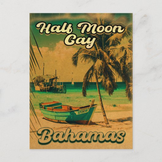 Halve Moon Cay Bahamas Retro  Vacatie 60 s Briefkaart (Voorkant)