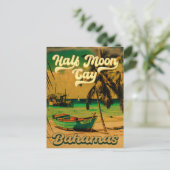 Halve Moon Cay Bahamas Retro  Vacatie 60 s Briefkaart (Staand voorkant)