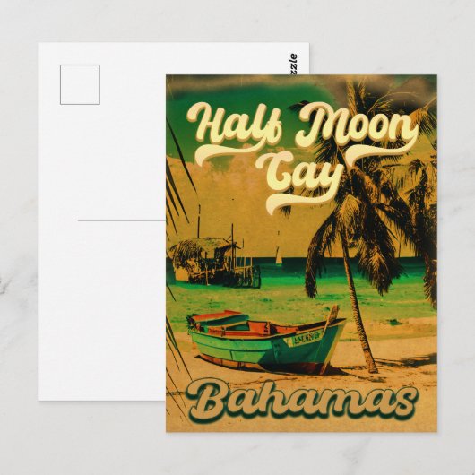 Halve Moon Cay Bahamas Retro Vacatie 60 s Briefkaart (Voorkant / Achterkant)