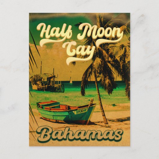 Halve Moon Cay Bahamas Retro  Vacatie 60 s Briefkaart (Voorkant)