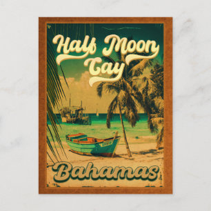 Halve Moon Cay Bahamas Retro  Vacatie 60 s Briefkaart