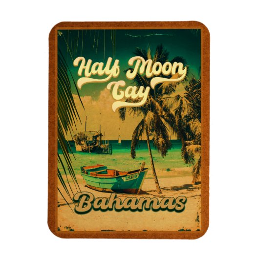 Halve Moon Cay Bahamas Retro  Vacatie 60 s Magneet (Verticaal)
