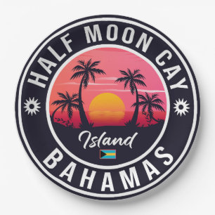 Halve Moon Cay Bahamas Retro  Vacatie 60 s Papieren Bordje