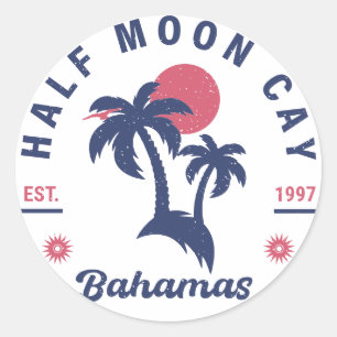 Halve Moon Cay Bahamas Retro  Vacatie 60 s Ronde Sticker