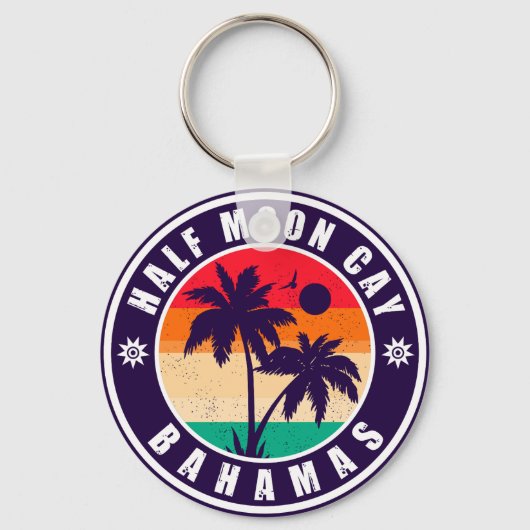 Halve Moon Cay Bahamas Retro  Vacatie 60 s Sleutelhanger (Voorkant)