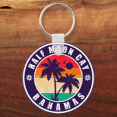 Halve Moon Cay Bahamas Retro  Vacatie 60 s Sleutelhanger (Achterkant)