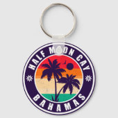 Halve Moon Cay Bahamas Retro  Vacatie 60 s Sleutelhanger (Achterkant)