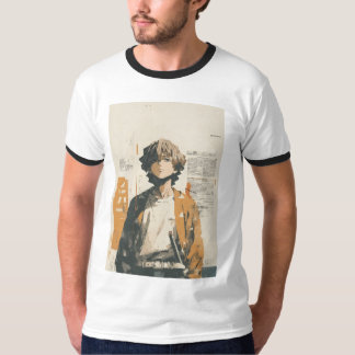 halve mouwen witte t-shirt met asthethische schets