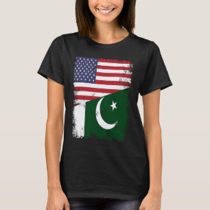 Halve Pakistaanse Vlag Vintage Pakistan VS T-shirt