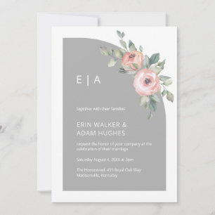 Halve pleister voor Floral Pink & Gray Minimalist Kaart