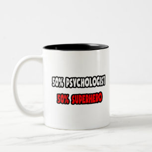 Halve psycholoog... Halve superheld Tweekleurige Koffiemok