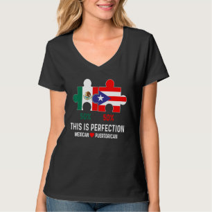 Halve Puerto Ricaanse halve Mexicaanse vlag Gemeng T-shirt