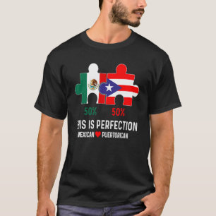 Halve Puerto Ricaanse halve Mexicaanse vlag Gemeng T-shirt