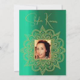 Halve Saree Ceremonie Hindoe Indisch Groen Goud Kaart