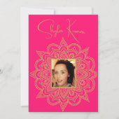 Halve Saree Ceremonie Indisch Roze Goud Kaart (Voorkant)