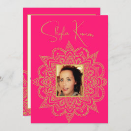 Halve Saree Ceremonie Indisch Roze Goud Kaart