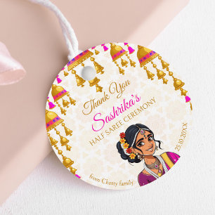 Halve Saree ceremonie schattig Indiase meisje guns Bedankjes Labels