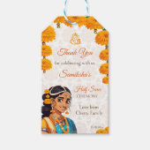 Halve Saree ceremonie schattig indiase meisje guns Cadeaulabel (Voorkant)