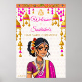 Halve Saree ceremonie schattig Indiase meisje welk Poster (Voorkant)