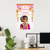 Halve Saree ceremonie schattig Indiase meisje welk Poster (Thuiskantoor)
