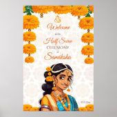 Halve Saree ceremonie schattig Indiase meisje welk Poster (Voorkant)