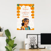 Halve Saree ceremonie schattig Indiase meisje welk Poster (Thuiskantoor)