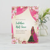 Halve Saree ceremonie uitnodiging als Halve kaarte (Staand voorkant)