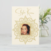 Halve Saree Ceremony Indiase Cream Gold Kaart (Staand voorkant)