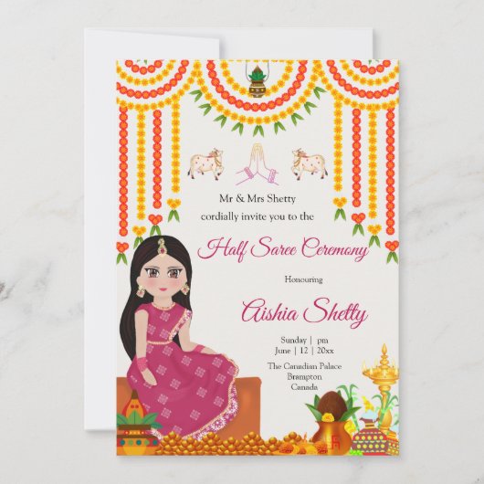 Halve sari uitnodiging Halve sari uitnodiging (Voorkant)