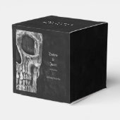 Halve schedel gotische zwart-wit bruiloft bedankdoosjes (Achterkant)