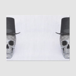 Halve schedel met zwarte bovenlaag en witte gothie tissuepapier