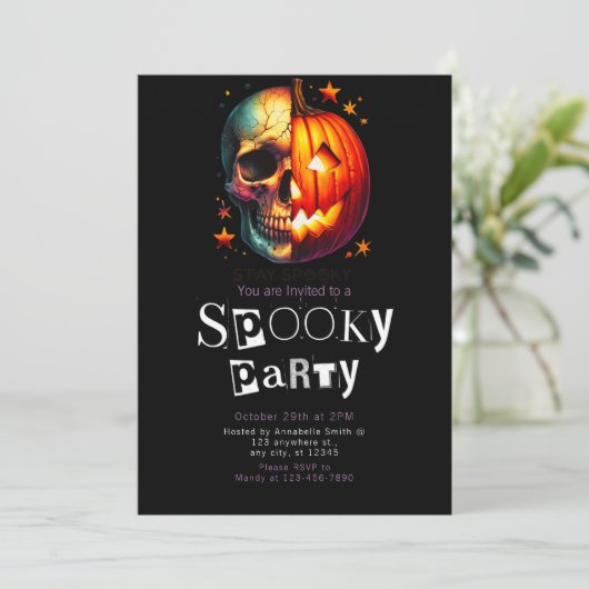 Halve schedel pompoen moderne minimalistische Hall Kaart (Staand voorkant)