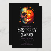 Halve schedel pompoen moderne minimalistische Hall Kaart (Voorkant / Achterkant)